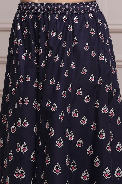 Printed Cotton Sleeveless Suit Set with Dupatta