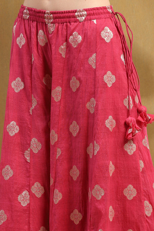 Pink Yarn Dyed Straight Kurta Set with Dupatta