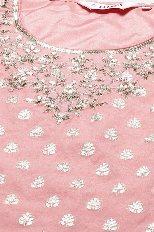 Woven Art Silk Straight Kurta Garara Set with Dupatta