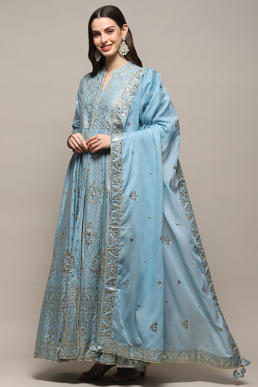 Cotton Anarkali Kurta Sharara Suit Set with Dupatta