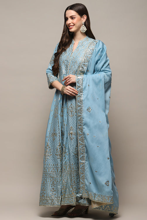 Cotton Anarkali Kurta Sharara Suit Set with Dupatta