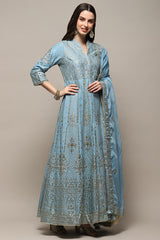 Cotton Anarkali Kurta Sharara Suit Set with Dupatta