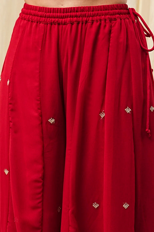 Embroidered Polyester Straight Kurta Set with V-Neck and Dupatta