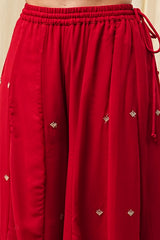 Embroidered Polyester Straight Kurta Set with V-Neck and Dupatta