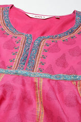 Fuschia Cotton Anarkali Kurta Churidar Suit Set