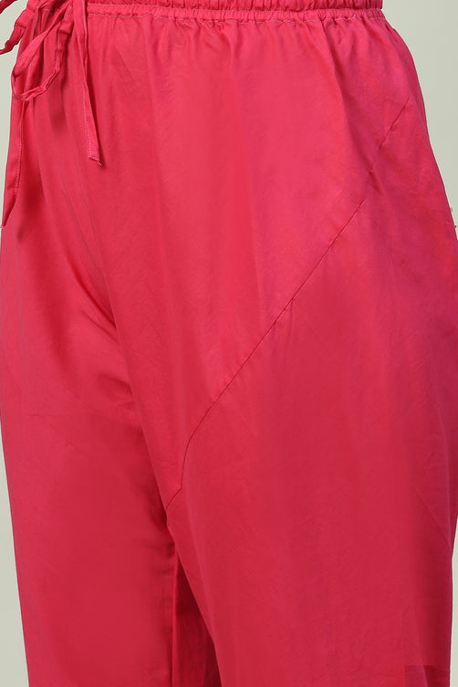 Fuschia Cotton Anarkali Kurta Churidar Suit Set
