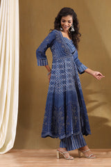 Printed Modal Anarkali Kurta with Straight Palazzo Set