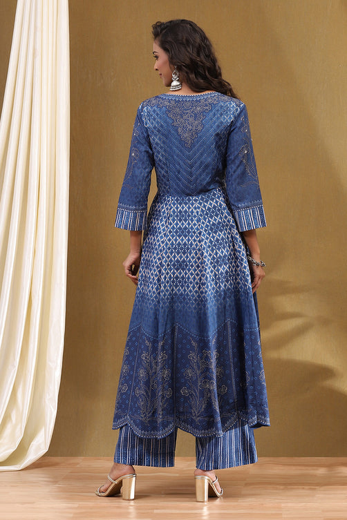 Printed Modal Anarkali Kurta with Straight Palazzo Set