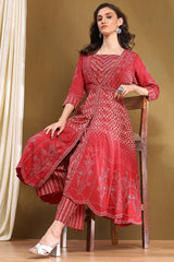 Printed Modal Anarkali Kurta with Straight Palazzo Set