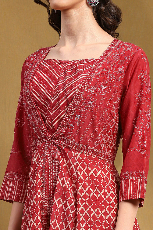 Printed Modal Anarkali Kurta with Straight Palazzo Set
