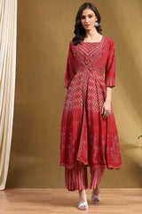 Printed Modal Anarkali Kurta with Straight Palazzo Set