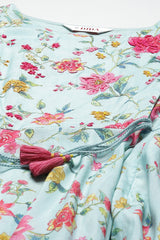 Polyester Anarkali Kurta Churidar Suit Set with Dupatta