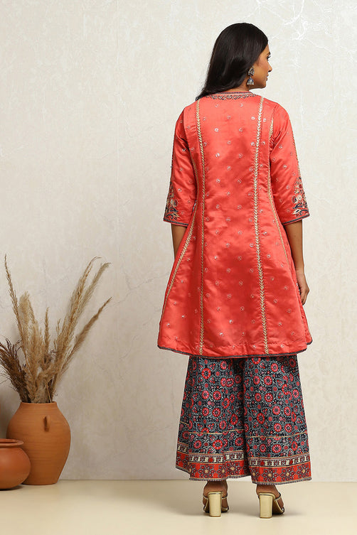 Embroidered Woven Kalidar Kurta Sharara Set with Dupatta