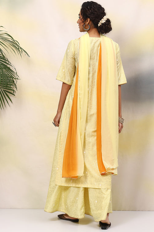Woven Polyester Straight Kurta Sharara Set with Dupatta