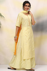 Woven Polyester Straight Kurta Sharara Set with Dupatta