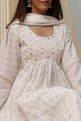 Printed Cotton Anarkali Suit Set with Dupatta