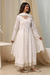 Printed Cotton Anarkali Suit Set with Dupatta