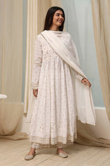 Printed Cotton Anarkali Suit Set with Dupatta
