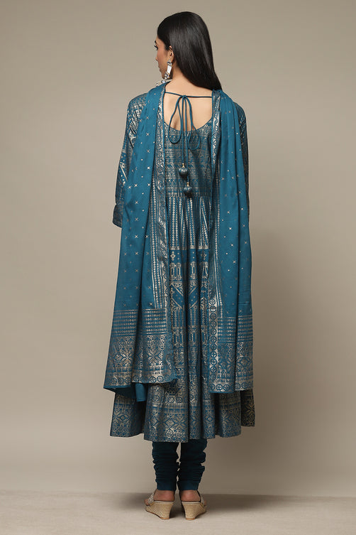 Cotton Anarkali Kurta Churidar Suit Set with Dupatta