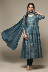 Cotton Anarkali Kurta Churidar Suit Set with Dupatta