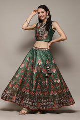 Printed Polyester Flared Kurta Skirt Set