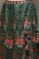 Printed Polyester Flared Kurta Skirt Set