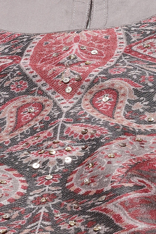 Printed Polyester Flared Kurta Skirt Set