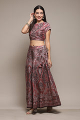 Printed Polyester Flared Kurta Skirt Set