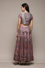Printed Polyester Flared Kurta Skirt Set