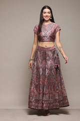 Printed Polyester Flared Kurta Skirt Set