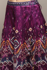 Printed Polyester Flared Kurta Skirt Set