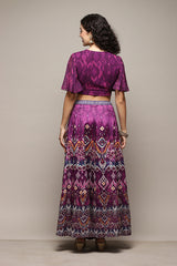 Printed Polyester Flared Kurta Skirt Set