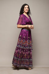 Printed Polyester Flared Kurta Skirt Set