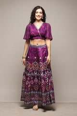 Printed Polyester Flared Kurta Skirt Set