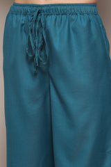 Yarn Dyed Cotton Blend Straight Kurta Palazzo Set