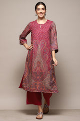 Yarn Dyed Cotton Blend Straight Kurta Palazzo Set