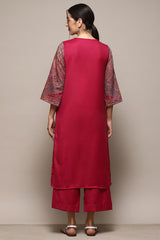 Yarn Dyed Cotton Blend Straight Kurta Palazzo Set