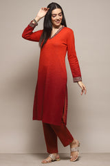Yarn Dyed Polyester Straight Kurta Palazzo Set