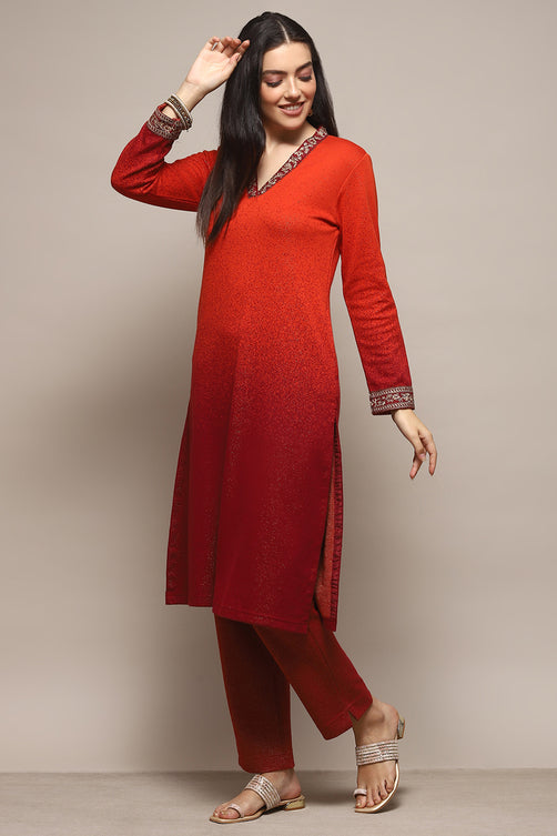 Yarn Dyed Polyester Straight Kurta Palazzo Set