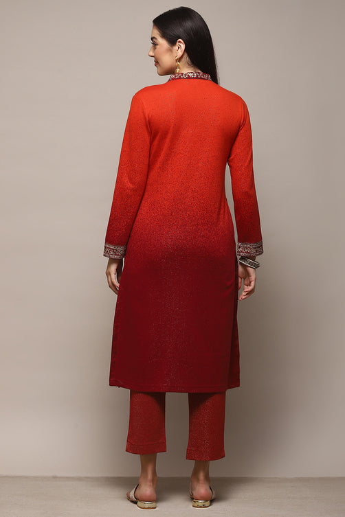 Yarn Dyed Polyester Straight Kurta Palazzo Set