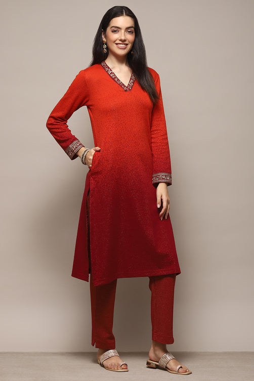 Yarn Dyed Polyester Straight Kurta Palazzo Set