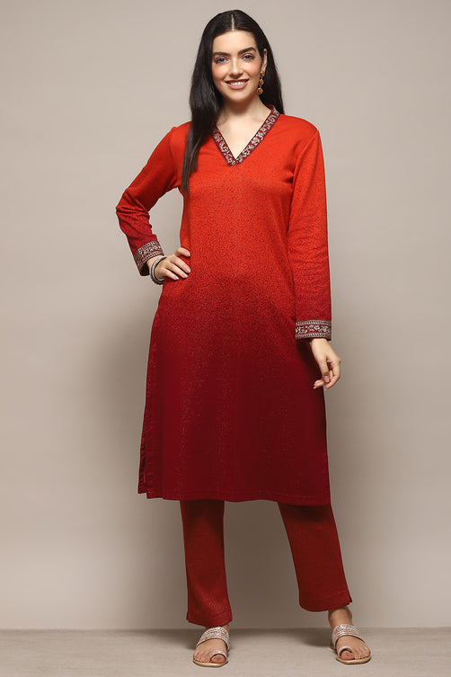 Yarn Dyed Polyester Straight Kurta Palazzo Set