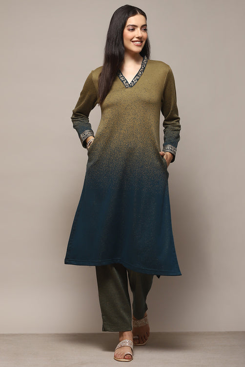 Yarn Dyed Polyester Straight Kurta Palazzo Set