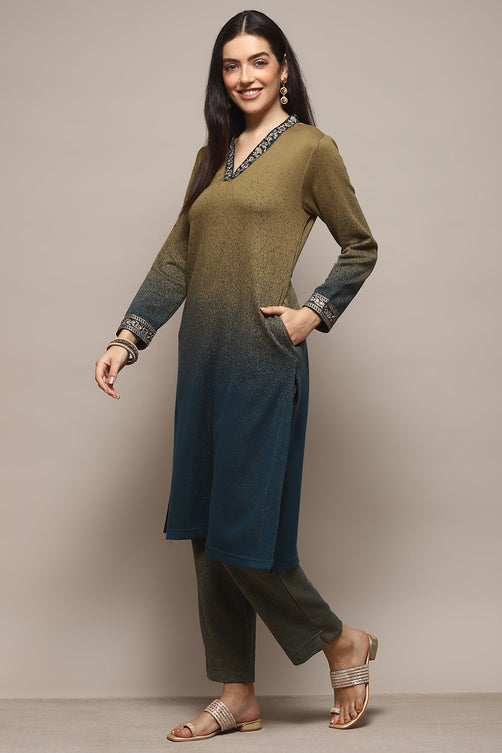 Yarn Dyed Polyester Straight Kurta Palazzo Set