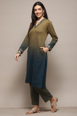 Yarn Dyed Polyester Straight Kurta Palazzo Set