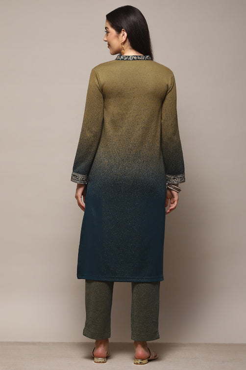 Yarn Dyed Polyester Straight Kurta Palazzo Set