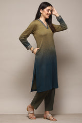 Yarn Dyed Polyester Straight Kurta Palazzo Set