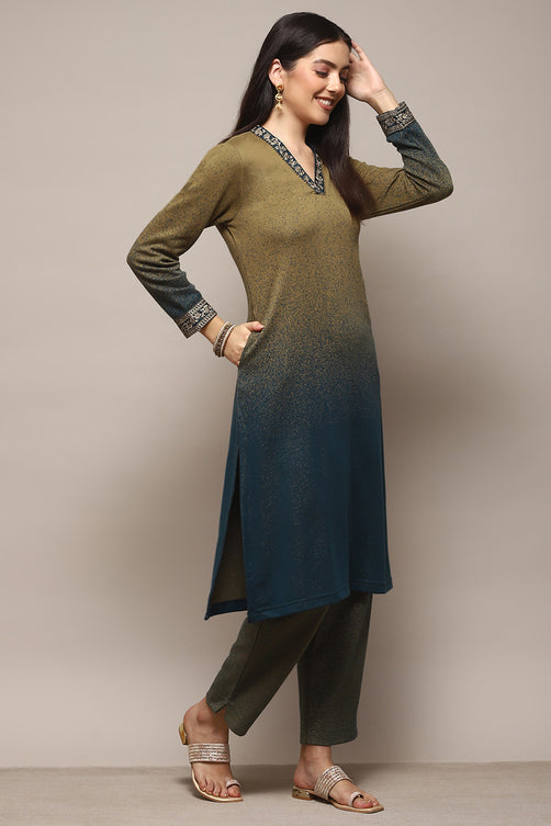 Yarn Dyed Polyester Straight Kurta Palazzo Set