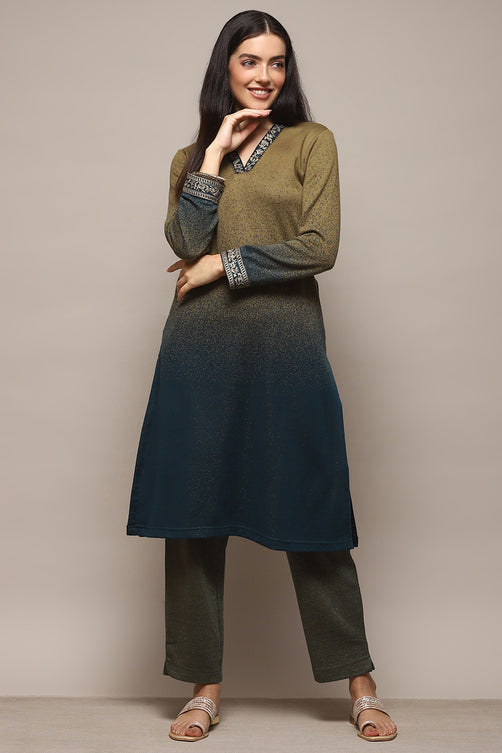 Yarn Dyed Polyester Straight Kurta Palazzo Set