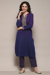Yarn Dyed Polyester Straight Kurta Palazzo Set